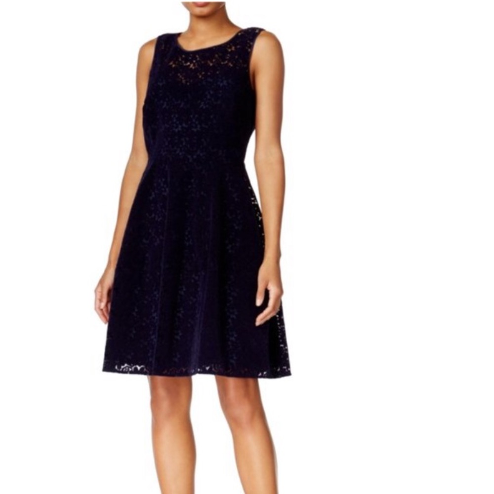 T.Hilfiger Velvet Fit & Flare Lace Cocktail Dress